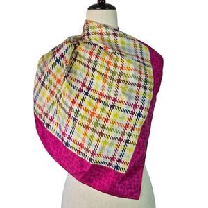Coach Pink Yellow Blue Silk Neckerchief Scarf